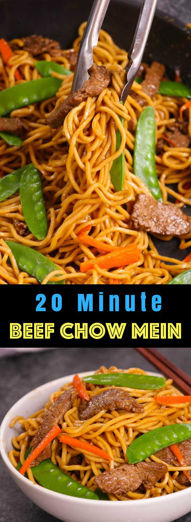 This Beef Chow Mein is a quick and easy one pot meal loaded with tender beef, flavorful vegetables and fried noodles. It comes together in just 20 minutes for a delicious weeknight dinner the entire family will love...#BeefChowMein