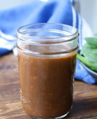 Homemade Balsamic vinaigrette stored in a mason jar