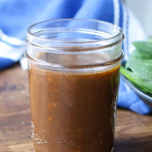 Homemade Balsamic vinaigrette stored in a mason jar
