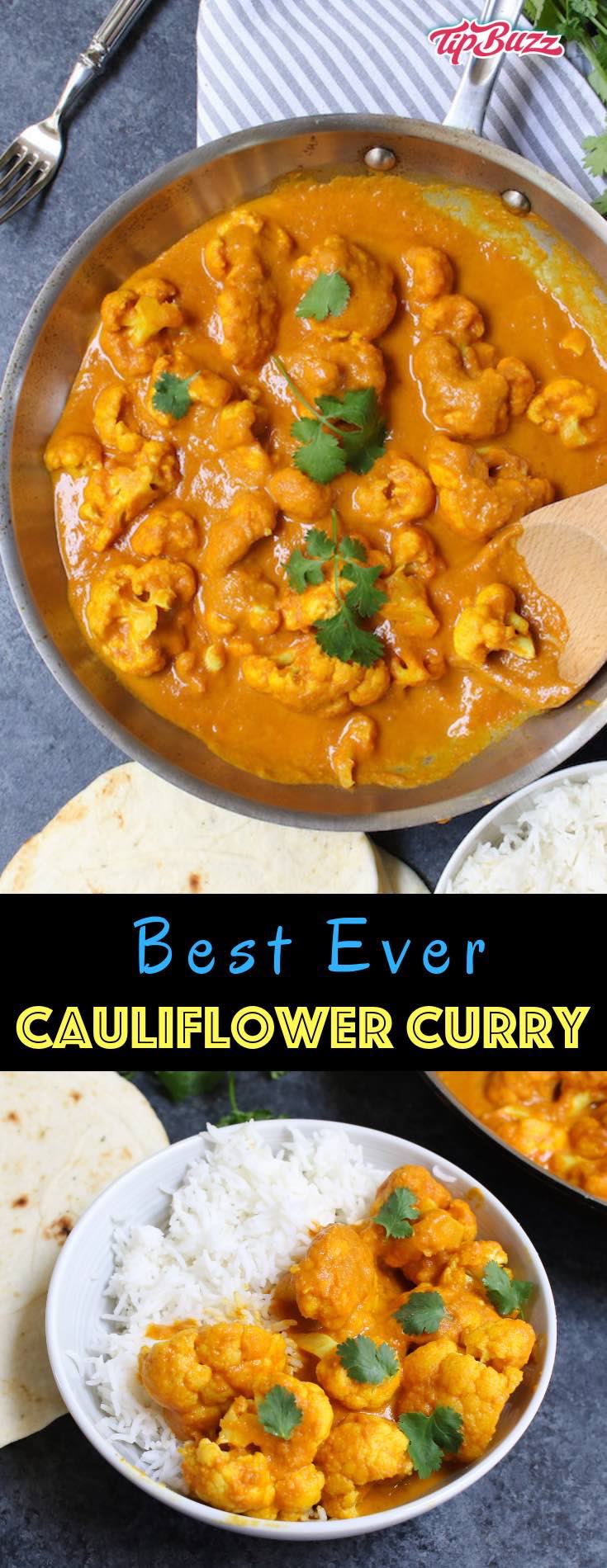 Cauliflower Curry is a rich, creamy and aromatic dish that my whole family loves! This easy coconut curry is loaded with tender cauliflower simmered with authentic spices and is cooked in one pot in under 30 minutes.