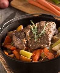 Chuck roast cooked in the oven at 350