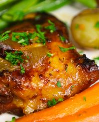 These Crock Pot Chicken Thighs are the best you’ll ever taste – a super tender and succulent slow cooker chicken thighs with amazing flavor. Serve with veggies and potatoes or rice, then drizzle with the thick and delicious gravy on top!