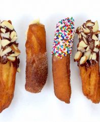 This Doughnut Fries recipe dips donuts into 3 different toppings