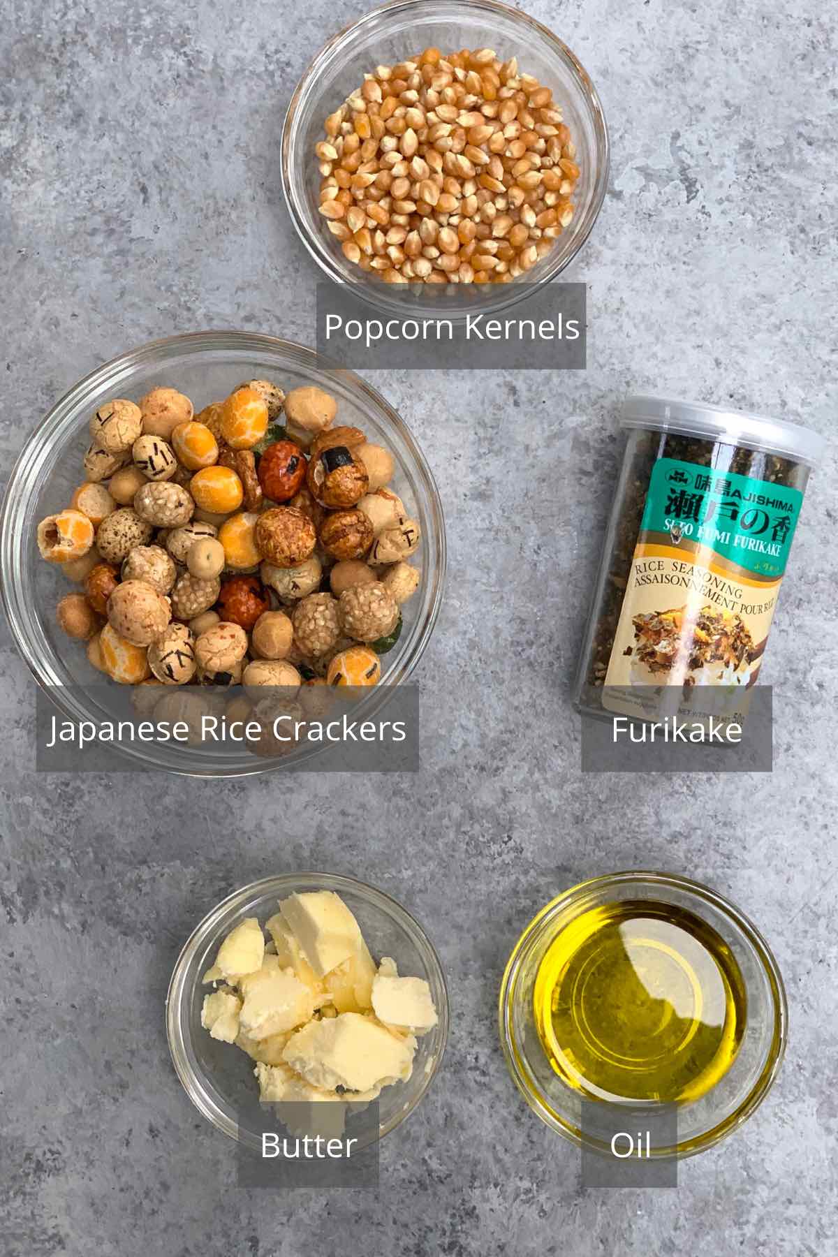 Hurricane popcorn ingredients on the counter.