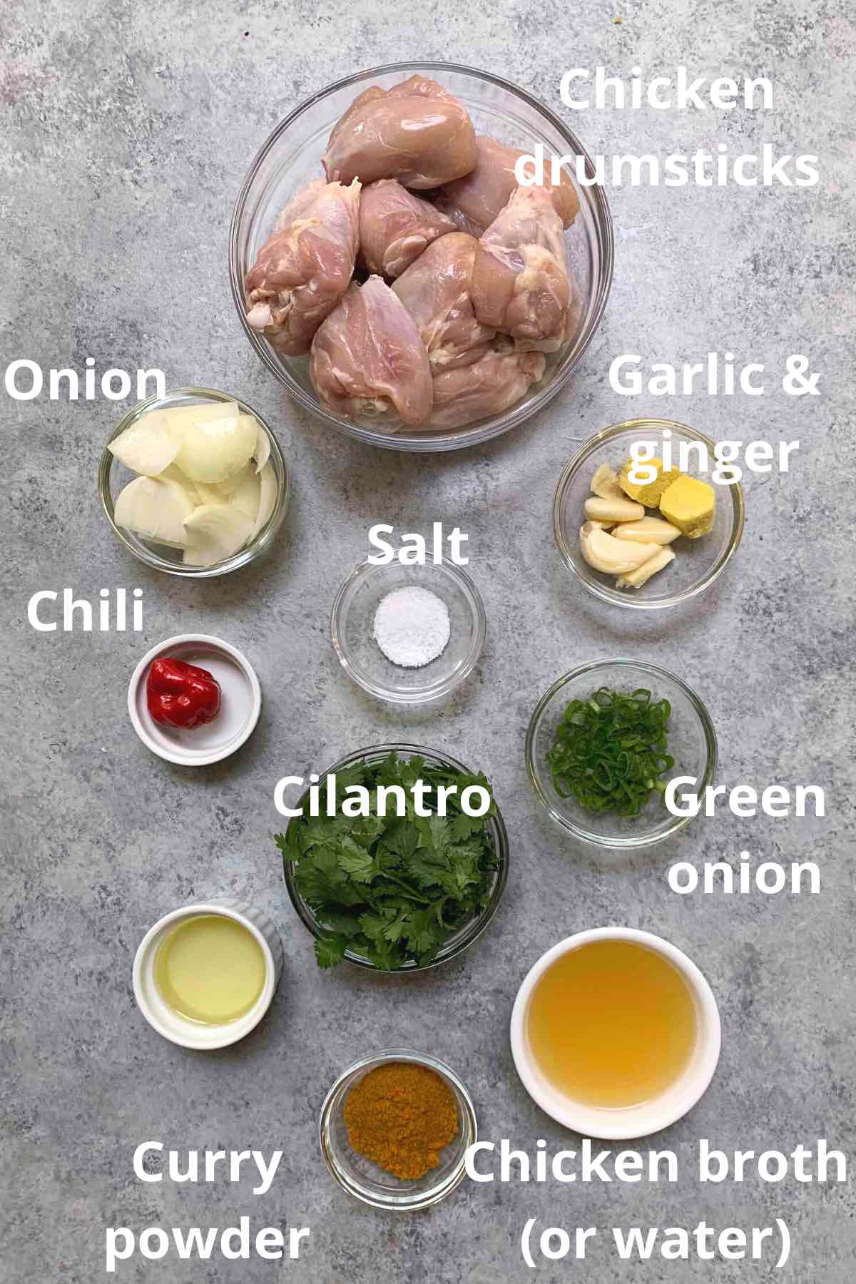 Ingredients for Trini curry chicken