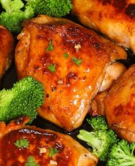Oven Baked Chicken Thighs are juicy, tender and full of flavor. They are out-of-this-world delicious with the perfect balance between savory and sweet flavors.