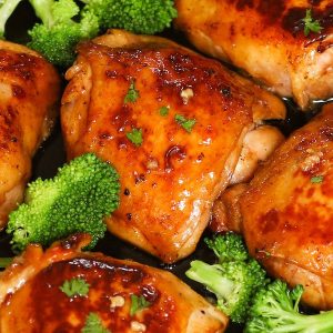 Oven Baked Chicken Thighs are juicy, tender and full of flavor. They are out-of-this-world delicious with the perfect balance between savory and sweet flavors.