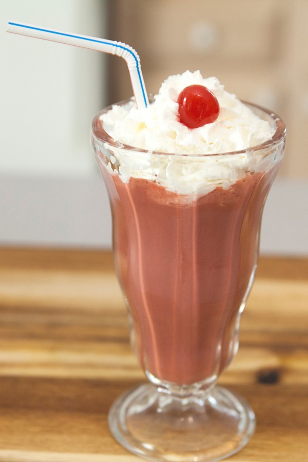 Cake batter milkshake made with red velvet cake mix