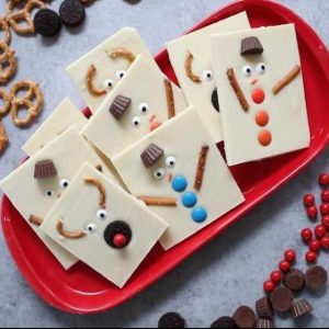 This Snowman Reindeer Chocolate Bark is an easy DIY gift idea for the holidays