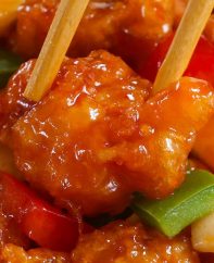 Sweet and Sour Chicken has the most delicious crispy chicken with chunks of onion, bell pepper and pineapple in a homemade sweet and sour sauce.