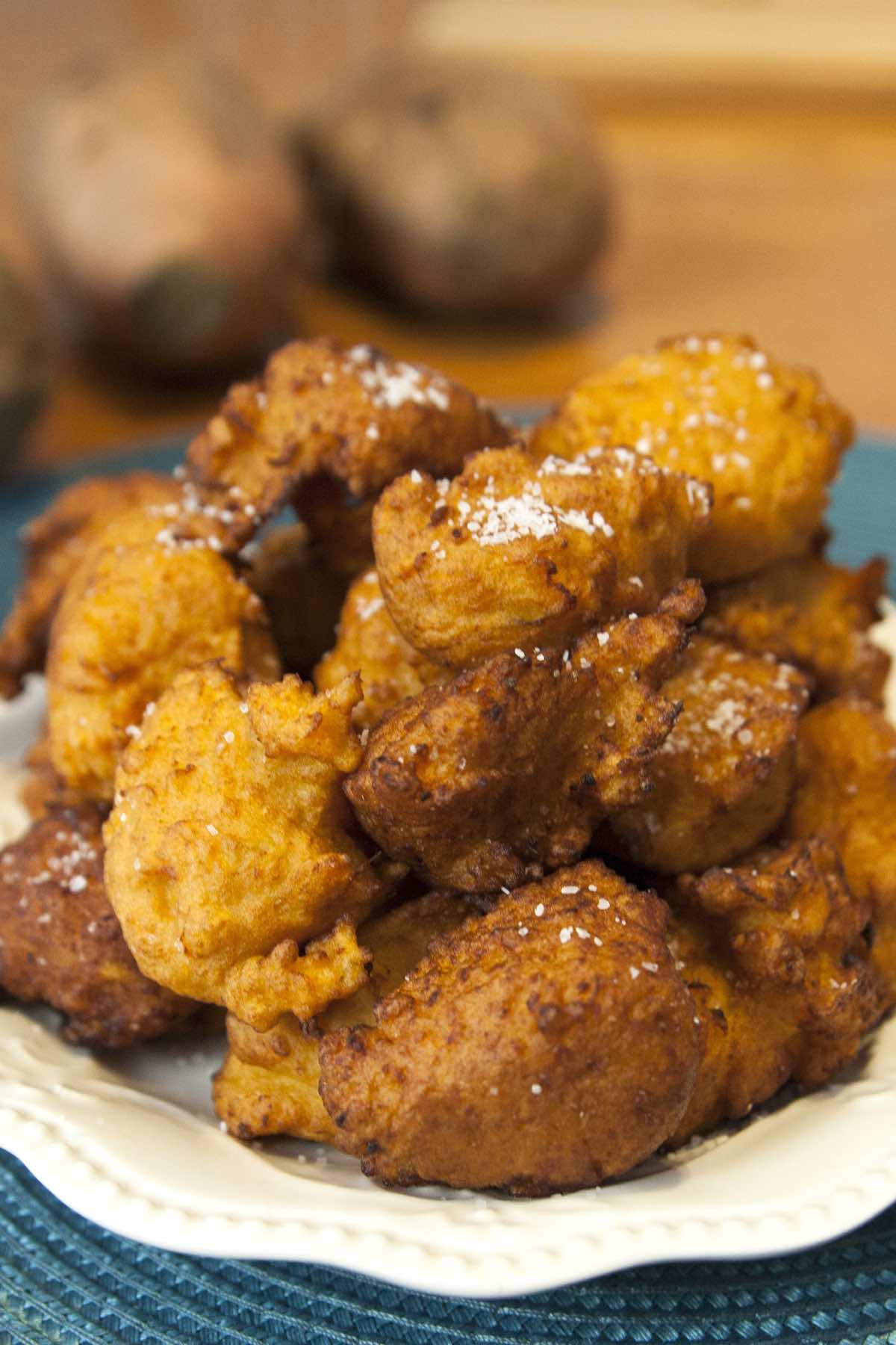 Sweet potato fritters on a serving plate