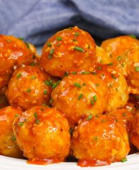 These Turkey Meatballs are tender and juicy, smothered in the delicious tomato sauce, completely melt in your mouth!  It’s full of flavor and great for a quick weeknight meal or appetizers for a party!