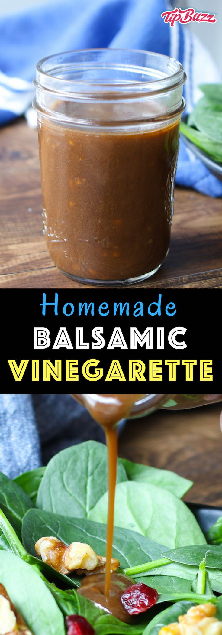 Easy balsamic vinaigrette works as a salad dressing, dipping sauce and more. Easy to make with balsamic vinegar, olive oil, mustard, minced garlic, salt and pepper.